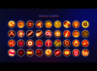 Skills Icons1 app design fantasy fire game icon icon set icons iconset skill skills ui uidesign