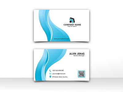 elegant blue wavy business card template blue blue wavy brand business card card design illustration print template vector