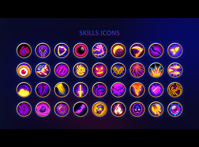 Skills Icons 2 app design fantasy game icon icon set icons iconset magic mana skills ui uidesign