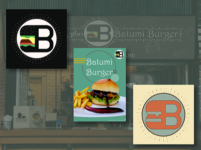 burger bar logo, poster and baanner adobe illustrator adobe photoshop banner banner design branding burger burger logo design double illustration logo photo editing poster retro typography vector