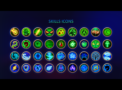 Skills Icons3 app design fantasy game icon icon set icons iconset magic skill skills ui uidesign