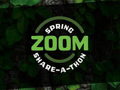 Spring Zoom Share-A-Thon camp charity digital design donate donation flyer fundraiser graphic design green leaves outdoors poster promo share a thon tree zoom