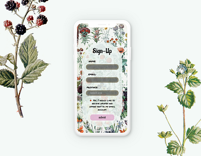 botanical sign-up (mobile) botanical dailyui dailyuichallenge sign up