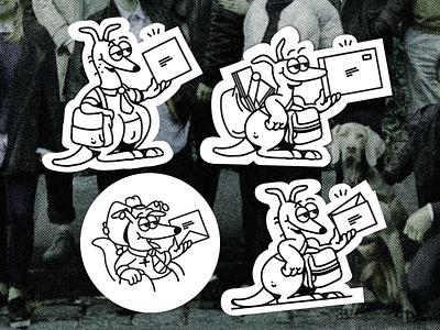 Mail sticker for Miillieu Property design fun halftone kanga mailbag room sticker