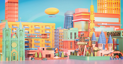 傍晚小镇 3d art illustration