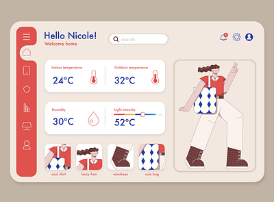 WEARther forecast system app design flat illustration ui vector