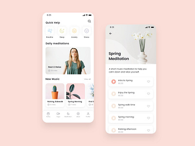 Meditation courses UI design adobe xd figma fitness fitness app meditation app mobile mobile app mobile app ui design sketchapp ui ui kit ui ux design workout app yoga app 应用 应用界面 设计