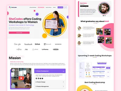 Education Website UI Design | Shecodes.io Redesign codes education html redesign shecodes svg svg pattern