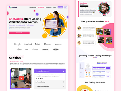 Education Website UI Design | Shecodes.io Redesign codes education html redesign shecodes svg svg pattern