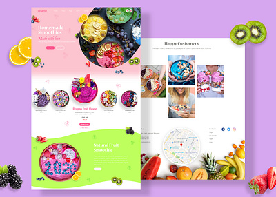 Smoothie shop website landing page design food and drink food website illustration landing page landing page design landing page ui logo ui ui ux ui ux design web design