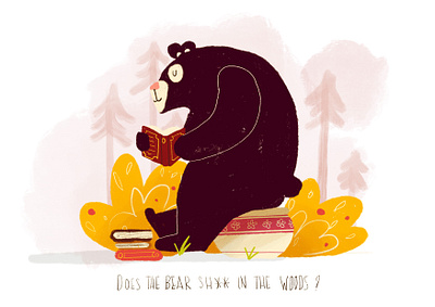 Does the bear 💩 in the 🌲 ? bear character characterdesign children illustration cute animal digital art illustration illustrator kidlit kidlitart