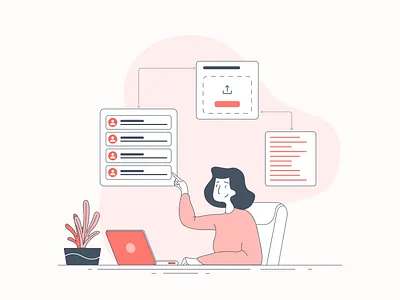 Illustration - User girl illustration interface laptop minimal plant user vector woman