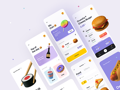 Food App 2.0 🌭🥗🍉🍭 3d 3d icon 3d illustration burger cart delivery drink food food app icon illustration mobile mobile app nutrition nutrition app sushi ui ui design ux ux design