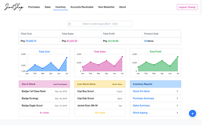 ScoutShop app design minimal web