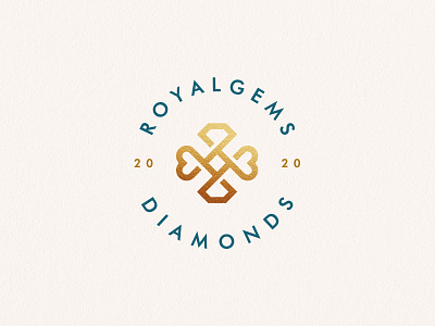 Royalgems diamonds abstract branding care clever diamond elegant fashion flat gems gold gradient heart icon identity logo love luxury mark minimal stone