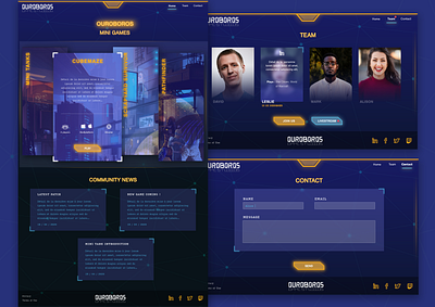 Cyberpunk Games Website contact page cyberpunk dailyui 003 design font page futuristic ui games neon team page ui ux website