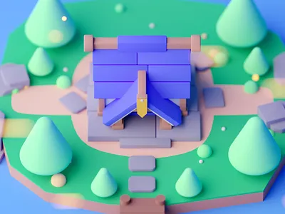 Shack c4d cartoon cinema 4d game design isometric isometric room low poly lowpoly octane