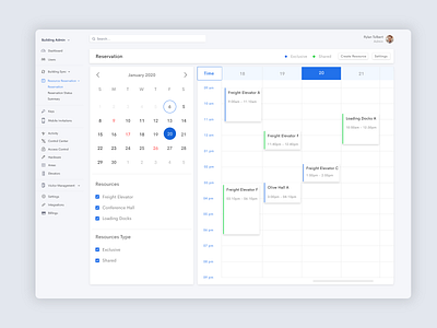 Resource Reservation System access adobe xd calendar clean design clean ui cleanui management management app minimal reservation resource management ux web web design webapp