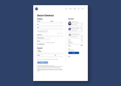 NASA Shop Checkout cart checkout design ecommerce mycart nasa space spacex ui ux webdesign