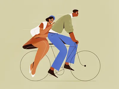 Hurry up 2d bike character characters flat illustration people procreate shape texture vector