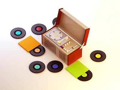 Old LP Player 3d art design illustration isometry music record render