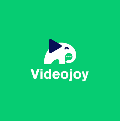 Videojoy 3rd proposal animal bubble camera chat clever creative design elephant logo message minimal negativespace play playful simple talk video