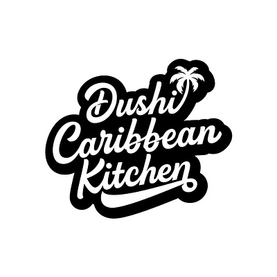 Dushi Caribbean Kitchen beach logo brush lettering calligraphy logo caribbean creative creative logo custom custom lettering hand drawn hand lettering illustration kitchen logo lettering lettering artist lettering logo logotype palmtree restaurant logo tropical typography