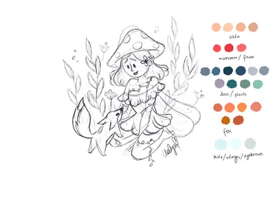 Sketch of forest fairy art character characterdesign digital art digital illustration digital2d dtiys fairy fox girl illustration procreate sketching