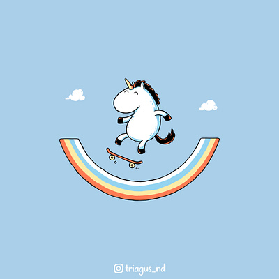 Rainbow Skate animals cartoon clothing cute fun funny illustration rainbow skateboard sport sports summer t shirt t shirt design unicorn
