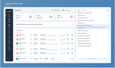 Hosting control panel - Dashbord dashboard design flat hosting ui ux web website