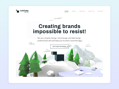 Hero 3D illustration ■ Landing page 3d 3d design 3d illustration cube design hero header illustration landing page logo minimalist mountain nature typography ui ux web web design website whitespace