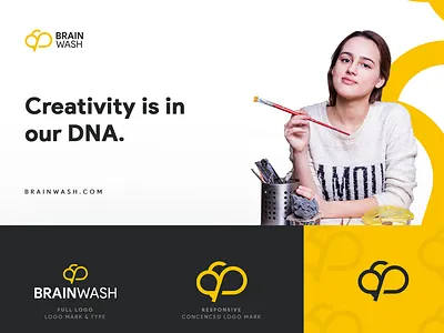 Brainwash app branding design flat icon logo minimal typography vector