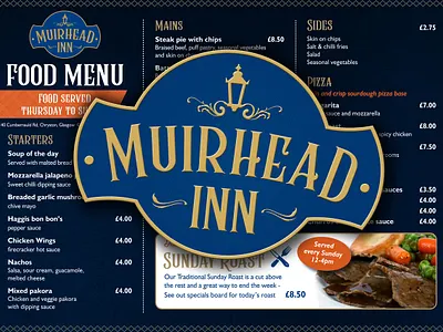 Muirhead Inn logo designed by G3 Creative creativeagency g3 creative graphicdesigners logo design scotland logotype menudesign