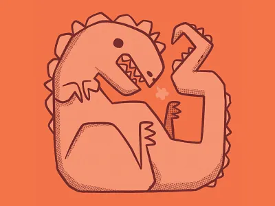 Crunched up T-REX animal blake stevenson cartoon character design creature cute dinosaur fossil illustration jetpacks and rollerskates lizard monster retro skateboard teeth trex