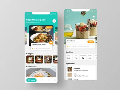HyFood (Healthy Food App) breakfast food food app food recommendation healthyfood ingredient mobile mobile ui nutrition recipe recipe app smooth color