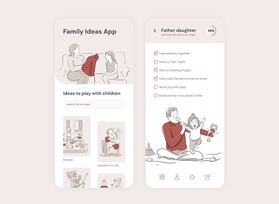 Family Ideas App art character design characters childhood children design digital art icons ideas illustration mobile mobile app mobile app design mobile apps mobile ui procreate red ui ux web