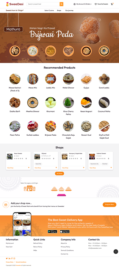 Sweedesi Online Sweets Delivery Ecommerce aviabird design ecommence landing page redesigning ui design webapp