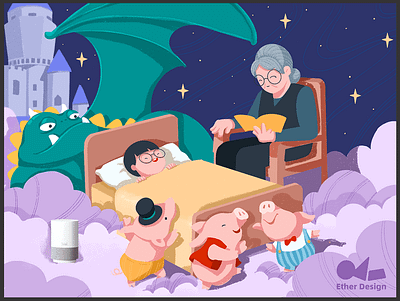 TmallGenie - Children's day virtual project branding cute grandma illustration