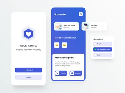 COVID Raksha App Design Concept app app design bangalore covid 19 covid19 design design app flat help help center helpdesk minimal minimalism simple ui ui ux ui design web wellness