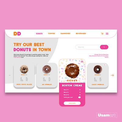 Dunkin Donuts Ui landing Page branding designinspiration dribble dunkin donuts landingpage ui uidesign uiux uiuxdesigner usamart uxdesign webdesign