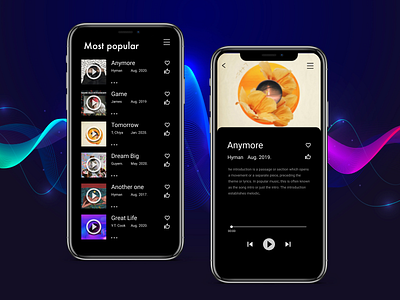 Music list app design flat ui