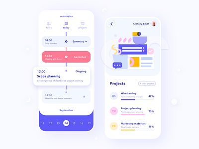 Remote Work – Planner App app app design application calendar clean dashboard figma flat illustration list minimal mobile planner remote task typography ui ux vector work