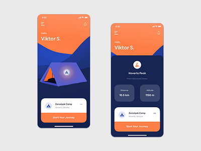 🏕️ Camping App Concept app design application backpackers camping clean digital ecommerce app hiking hoverla icon illustration ios journey mobile mountains procreate product design travel