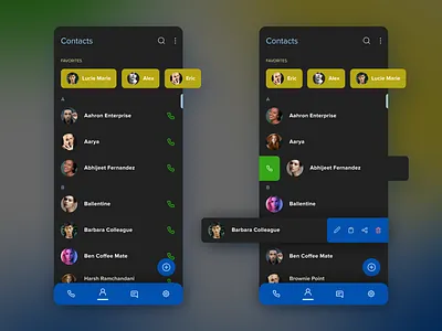 Contacts App Redesign app appdesign appuidesign dailyuichallenge dark mode design uidesign uitrends uiux ux