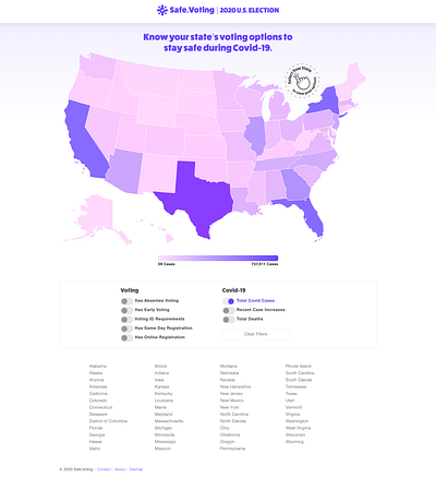 Safe.Voting Website Design 2020 corona virus coronavirus covid covid 19 covid 19 covid19 election elections map politics presidential election ui united states united states of america vote voting website