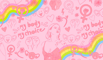 My Body My Choice - Branding bold branding empowerment equal rights equality era illustration my body my choice pattern design pink procreate rainbow
