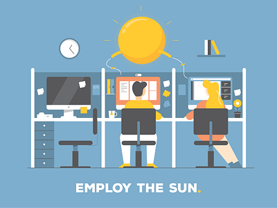 Employ the Sun campaign graphic design green energy illustration illustration art illustration design solar solar energy