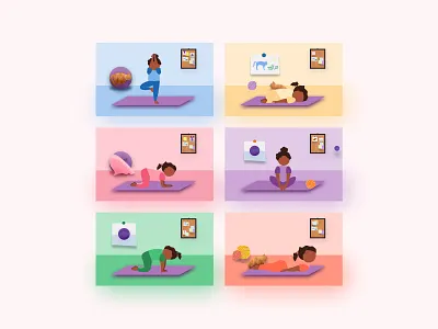Yoga Rooms cat character child colors concept girl illustration kids room mascot yoga for kids yoga pose yogi