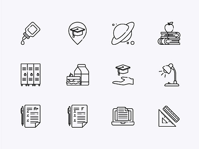 School Icons editorial design education education app education logo education website educational high school icon icon design iconography iconset scholar school school app school logo