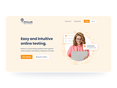 Evaluo - Landing page concept app digital evaluo landing page landingpage orange quiz test ui uiux web app webdesign website